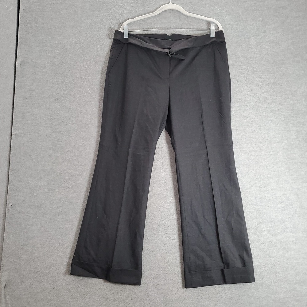 J Crew Women Dress Pants 12 Black Wide Leg Low Fit Wool Blend Mid Rise NWT